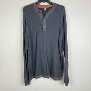Harley-Davidson Top Mens Large Gray Long Sleeve Cotton Cashmere Henley Shirt